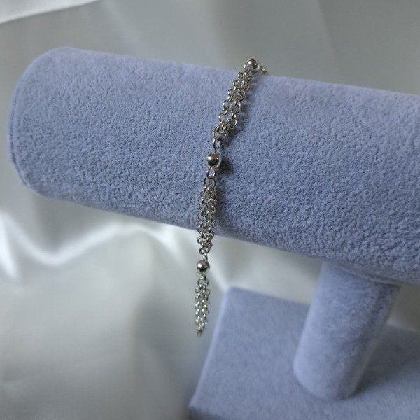 PULSERA DOBLE CON BOLITAS (18 CM)