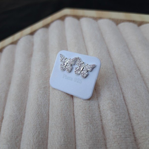 AROS PASANTE MARIPOSA CON CUBIC ROSA PASTEL