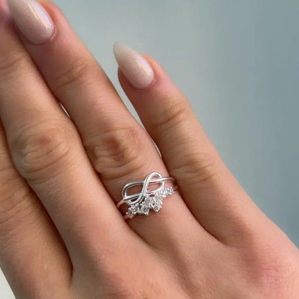 ANILLO INFINITO CON CUBICS DOBLE (T.18)