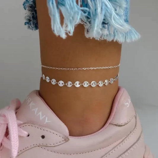 TOBILLERA TIFFANY CÍRCULOS (21-26CM) ACERO BLANCO