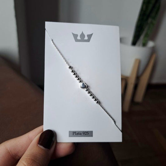 PULSERA CORAZÓN CON BOLITAS