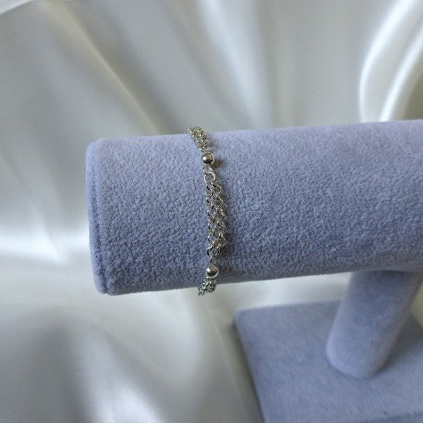 PULSERA DOBLE CON BOLITAS (18 CM)