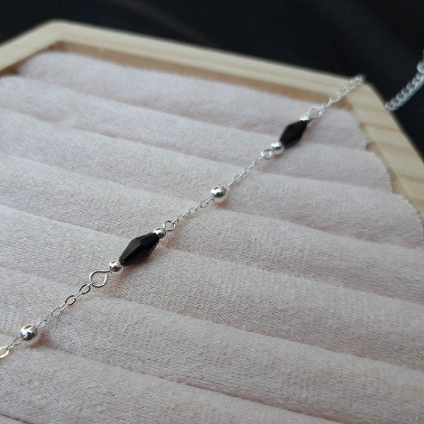 PULSERA ROMBO CON BOLITAS (22 CM)