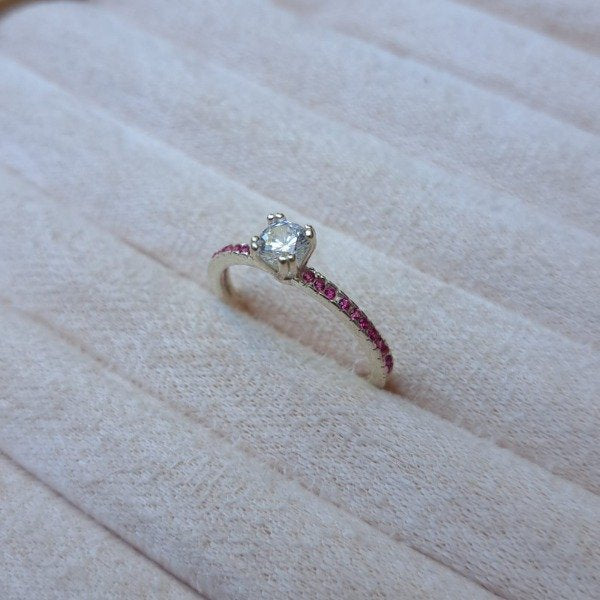 ANILLO DE COMPROMISO CUBIC FUCSIA (T.14 )