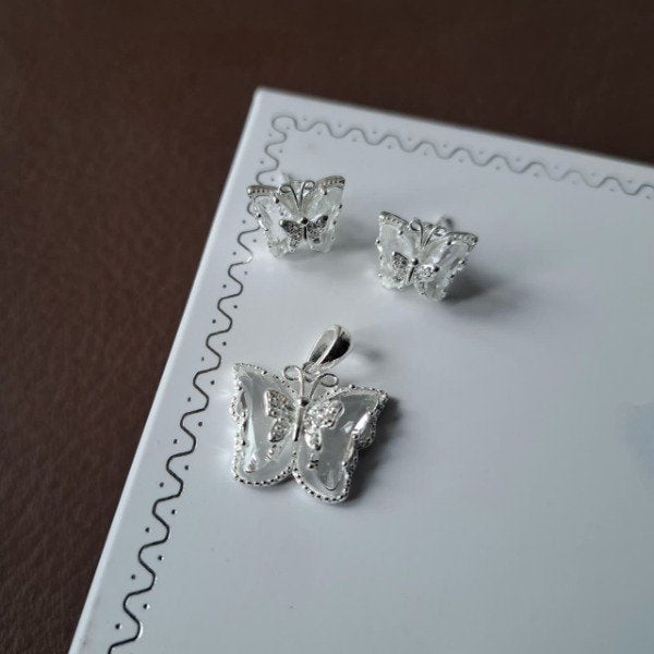 AROS + CONJUNTO MARIPOSA PLATA 925