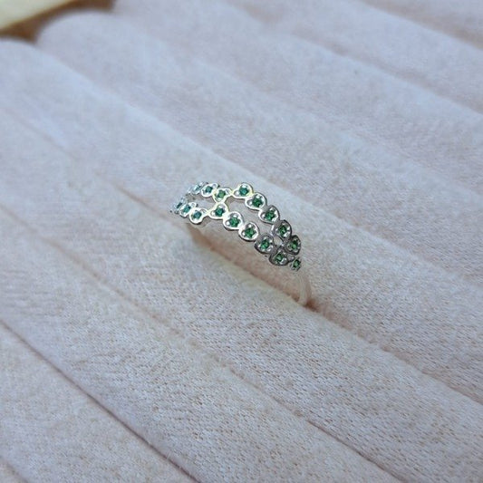 ANILLO MINI CORAZONES VERDE (T.15)