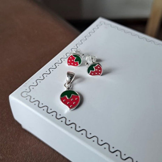 AROS + CONJUNTO FRUTILLAS PLATA 925