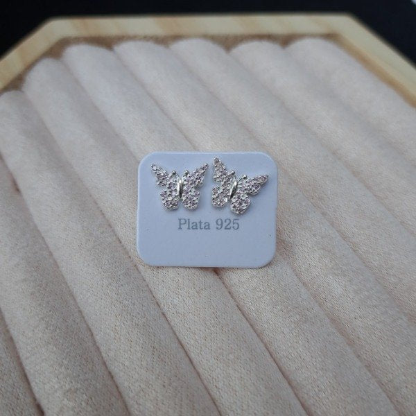 AROS PASANTE MARIPOSA CON CUBIC ROSA PASTEL