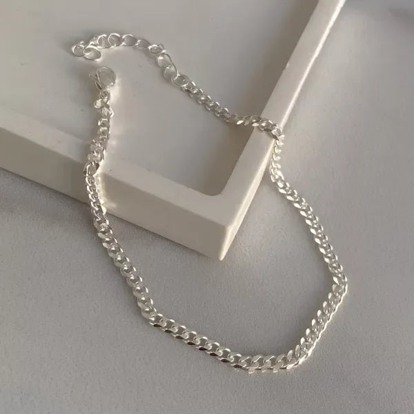 TOBILLERA GRUMET FACETADA (21-26CM) ACERO BLANCO